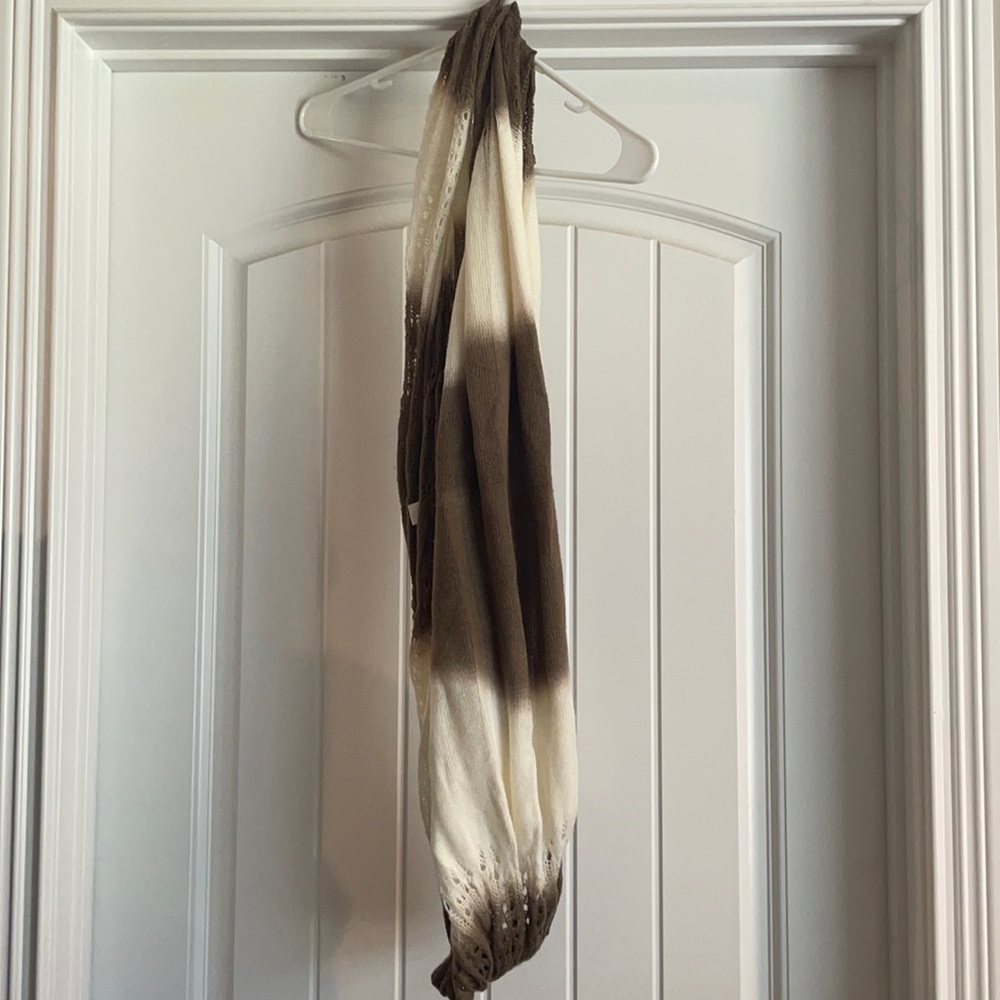 Brown and cream infinity scarf